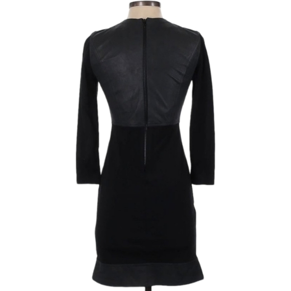 Robert Rodriguez Black Leather Panel Ponte Knit Cocktail Dress Size 6 | Designer - Picture 3 of 14